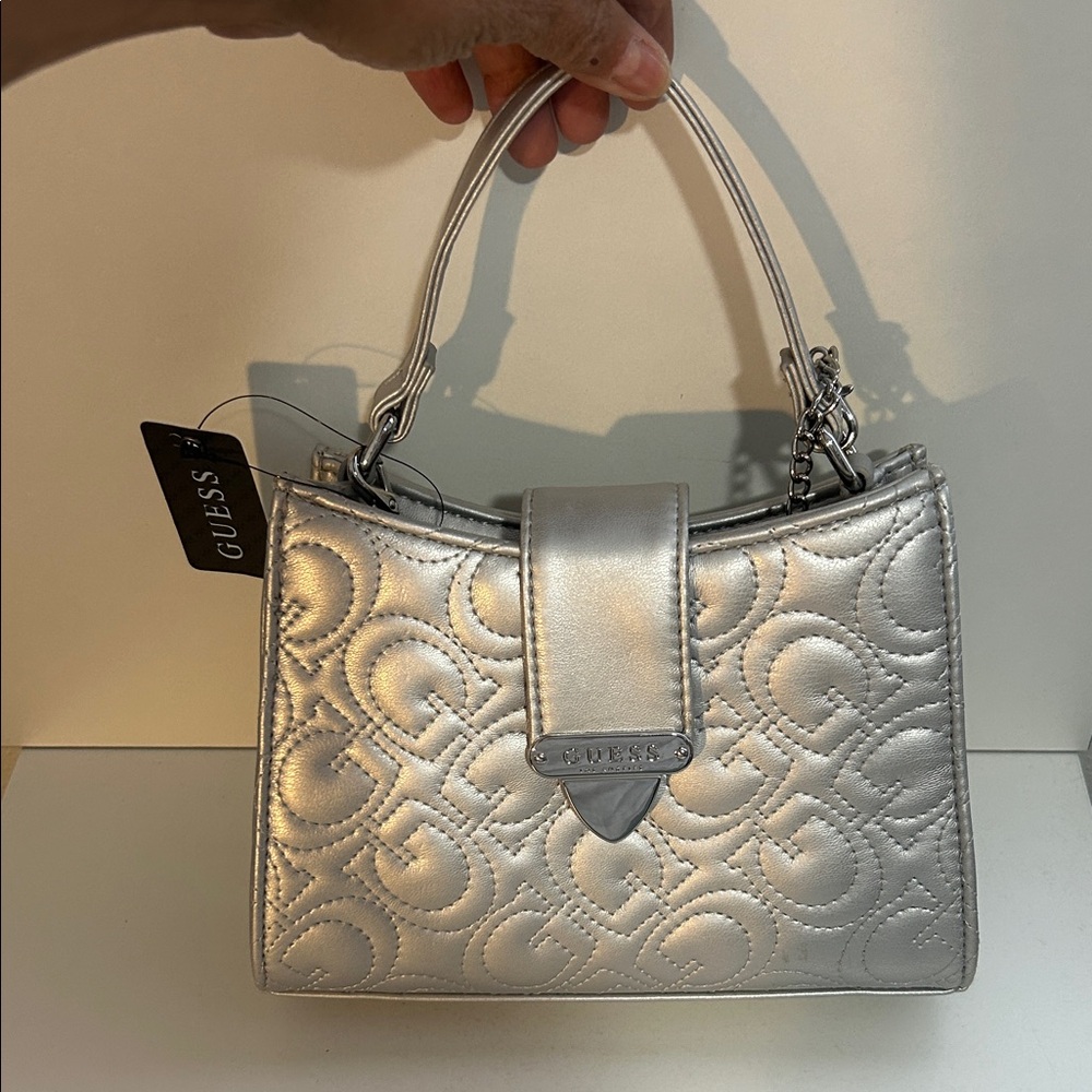 GUESS Silver Embossed Satchel